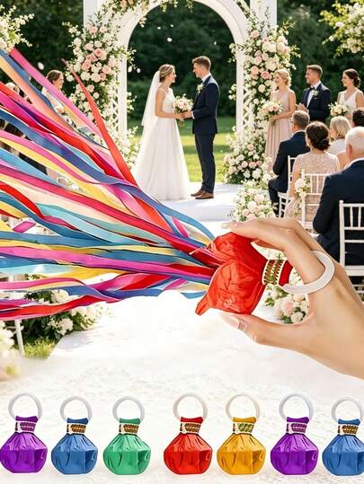 10PCS Streamer Poppers No Mess Multi-Color Paper Party Poppers Hand Throw Confetti Suitable For Wedding,Wedding Decorations,Wedding Decirations,Wedding Decor,Wedding Items,Party Supplies,Graduation Party Supplies 2026,Fourth Of July,Mothers Day Gift(Random Color)