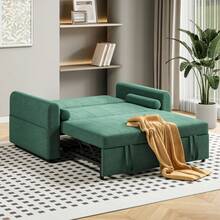 Jooli H 2 Seater Sofa Bed, 3-In-1 Convertible Pull Out Sleeper Sofa With 3-Position Adjustable Backrest, Side Pockets For Living Room, Guest Room, Green - Green - Two-seater - View 11