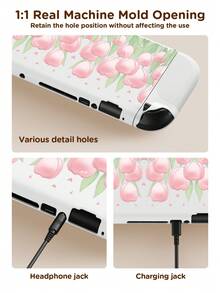 Ayotu 1pc Pink Tulip Pattern Ultra-Thin TPU Transparent Protective Case Compatible With Switch OLED/Switch/Switch Lite/New Switch 2 (2025) - Support Docking Design, No Need To Remove, Anti-Fall And Dust-Proof, Multiple Colors Available - Multicolor - View 6