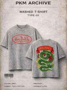 1PC Men Black Washed Vintage Streetwear Brand 100 Percent Cotton T Shirt Purple Dragon And Vons Dutchs Text Graphic Print Casual Outfit For Daily Wear Party |   Front And Back Print |   Retro Heavyweight Tee |   Perfect Gift |   Loose Comfortable Breathable |   Machine Washable Fabric |   Hip Hop Cool Style |   Drippy Clothes |   Y2K Summer Tops Summer Summer Tops Summer Outfits For Women Spring 4th Of July Outfit Women Summer Tops For Women Summer Outfits For Women - Xám 6 - Xem 2