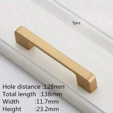 Premium Brass Cabinet Pulls 5Pcs, Aluminum Alloy Modern Hardware Handles For Kitchen Bathroom Dresser Cupboard Drawer - Gold - View 8