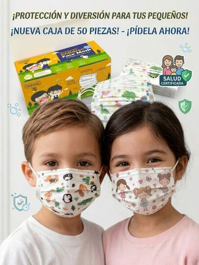 PAQUETE CON 50 pzs DE CUBREBOCAS TRICAPA DE NIÑO  CUBREBOCAS INFANTIL TRICAPA DIFERENTES DISEÑOS. Caja con 50 pzs de cubrebocas Tricapa  infantil, Cubrebocas Tricapa Termosellado,  Mascarilla  Desechable, Cubrebocas Tricapa, Mascarilla Tricapa, Cubrebocas desechable, Cubrebocas Plisado,