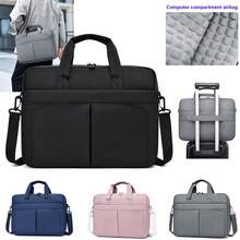 Túi đựng laptop công sở, túi đeo vai, túi đựng máy tính xách tay tối giản thời trang màu trơn, túi đi làm, túi du lịch có đệm khí giảm sốc, túi đựng laptop dung tích lớn. - Nhiều màu - Xem 2