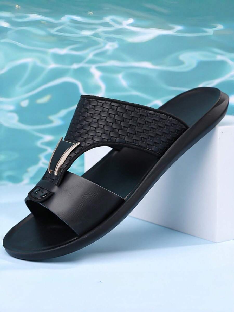 Zapatillas de verano para hombre, sencillas y modernas, con suela fina y antideslizantes, para deportes y ocio. - Negro - Ver 1