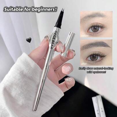 Lápiz de cejas, resistente al agua y al sudor - Diseño de doble extremo, fórmula a prueba de manchas, crea una apariencia natural y llena de cejas - Adecuado para uso diario, ocasiones especiales y como regalo - Adecuado para colores de cabello de castaño claro a oscuro - Cosmético esencial para el maquillaje diario, diseño minimalista, cobertura construible, adecuado para amantes de la belleza, fácil moldeado de cejas, aplicación precisa, textura suave, fácil de usar