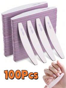 Dũa móng tay chuyên nghiệp hình lưỡi liềm - Dụng cụ làm móng hai mặt màu xám, thích hợp cho móng acrylic, nối móng, tự làm và tiệm nail, 20 cái/độ nhám 100/180, có các gói 1/5/30/50/80/100 cái. - Nhiều màu - Xem 13