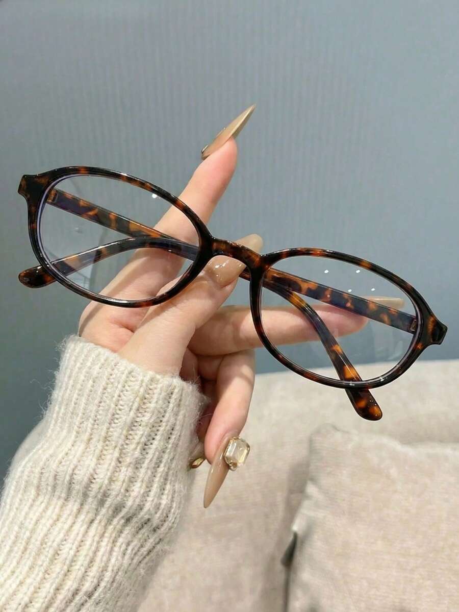 1pc 2026 New Oval Small Frame Minimalist Glasses, Suitable For Reading, Daily Wear, Versatile, Back To School Season - Multicolor - View 1
