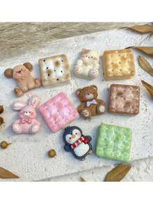 10pcs/Set Handmade Resin Animal Cookie Fridge Magnets, Including Penguin, Cat, Bear, Rabbit, Dog, Cookie And Other Random Designs, Suitable For Phone Cases, Hair Clips, Jewelry Accessories, Whiteboards, Dishwashers, Refrigerators, Kitchen Decor, Graduation, Back To School, Birthday, Thanksgiving, Christmas And Other Holiday Gifts And Home Decor - one-size - View 5