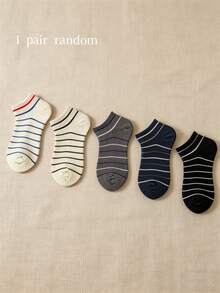 5 Pairs Women's Striped Ankle Socks, Breathable Low-Cut Boat Socks For Spring, Thin Invisible Socks For Summer, Casual Versatile Daily Wear Socks - Multicolor - View 6