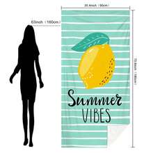1pc Lemon Stripe Beach Towel, Printed Microfiber Beach Blanket, Available In Multiple Sizes, Lightweight, Suitable For Swimming, Camping, Sports, Beach Or Gym - Lemon Stripes - View 13