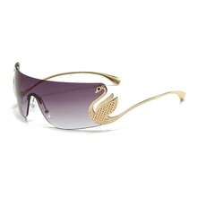 Gafas de moda versátiles y listas para fotos de vacaciones de alta gama con lentes de gradiente de diamante de cisne, estética de lujo francés - N132 - Ver 7