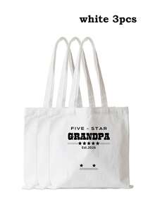 Dad/Grandpa Print Canvas Shoulder Bag Men's Tote Bag Practical Father's Day Gift Storage Bag - Multicolor - View 20