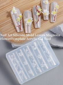 Khuôn làm móng hình hoa mộc lan 3D, dụng cụ làm móng silicon tự làm, khuôn thiết kế cánh hoa cho móng tay. - Trong sáng - Xem 12
