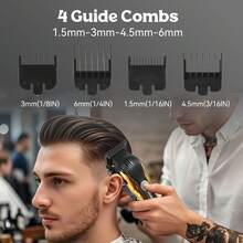 1pc USB Rechargeable Men's Electric Hair Clipper With LCD Display, Adjustable Comb, Electric Shaver - View 9