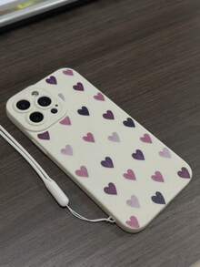 1 pieza Funda de teléfono pintada con corazón de TPU con correa de muñeca, compatible con Apple Series 11 12 13 14 15 16 Pro Max 17 Air 17 Pro 17 Pro Max - Multicolor - Ver 3