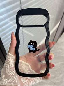 このユニークな波型縁の携帯電話ケースには、YUを捕まえるまえている黒猫がトレースかれています。  Pixel 10 Pro、Pixel 10、Pixel 10A、Pixel 9A、Pixel 9、Pixel 9 Pro、Pixel 8、Pixel 8A、Pixel 7Aに対応しています。 防水、耐衝撃性、落下防止、傷つきにくい。 - ピンク - チェックする 3