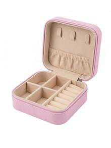 Portable Travel Jewelry Box, PU Leather Mini Jewelry Box With Mirror And Lock, Jewelry Storage Organizer For Earrings, Rings, Necklaces, Gift For Women - Multicolor - View 13