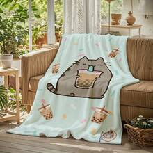 1pc Pusheens Cartoon Cat Plush Flannel Blanket - Soft All-Season Throw With Playful Cat & Heart Print, Multi-Use For Sofa, Bed, Office, Outdoor - Machine Washable, Perfect Gift For Friends & Family, Cute Blanket, Cozy Home-280gsm - 多色 5 - 查看 2