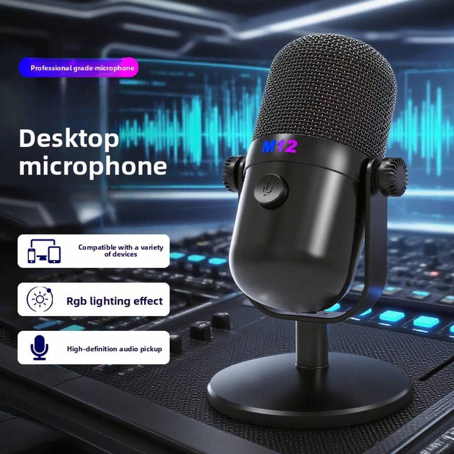Customized Disc USB Condenser Microphone With RGB Lighting E-Sports Gaming, Recording, Live Streaming, And Computer Use, Exclusively-Border - 查看 1