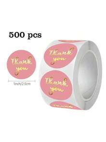 500pcs Colorful Gold Foil Thank You Label Stickers, 1 Inch Round English Thank You Stickers For Candy Bags, Flowers, Gift Boxes, Cake Boxes And Packaging, Wedding, Christmas, New Year And Other Holiday Party Gift Wrapping DIY Decoration PVC Self-Adhesive Sealing Stickers - Thank You for the Gold Foil Stamping - View 14