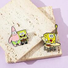 SpongeBob SquarePants 1/2 件套动漫胸针套装 时尚方裤子珐琅别针 背包服装饰品金属徽章配饰礼品 - 均碼 - 查看 8