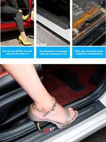 5片/套 汽车迎宾踏板保护贴纸，汽车后备箱门槛防刮贴纸，适用于MG车型 - 碳纖色 - 查看 3