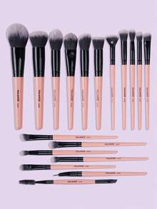 MAANGE 18pcs Professional Makeup Brush Set, Made Of Soft Fiber Material For Easy Carrying, Including Foundation Brush, Eyeshadow Brush, Blending Brush, Eyebrow Brush, Suitable For Travel Use - Multicolor - View 3