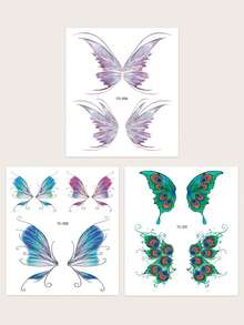 STARTTOOS Glitter Gradient Colorful Tattoo Stickers Y2K Shiny Vibrant Butterfly Pattern Small Arm Tattoo Stickers, DIY Wrist Ankle Shoulder Neck Collarbone Body Temporary Tattoo Stickers - Multicolor - View 9