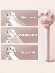 1 Vòi sen cầm tay điều chỉnh được, thiết kế hình móng vuốt mèo dễ thương, 3 tốc độ massage, thích hợp để treo và lắp đặt trên tường phòng tắm bằng chất liệu nhựa (Đen, Hồng, Trắng) - Đầu vòi sen hình chân mèo - Xem 7