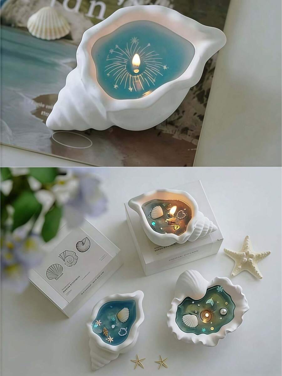 贝壳香氛蜡烛，薰衣草草本香氛，丽思卡尔顿风格，奢华香氛蜡烛，适合家居卧室装饰、瑜伽冥想、放松、圣诞节、摄影道具、乔迁之喜、生日、节日装饰、桌面摆设，营造温馨氛围。 - 多色 - 查看 1