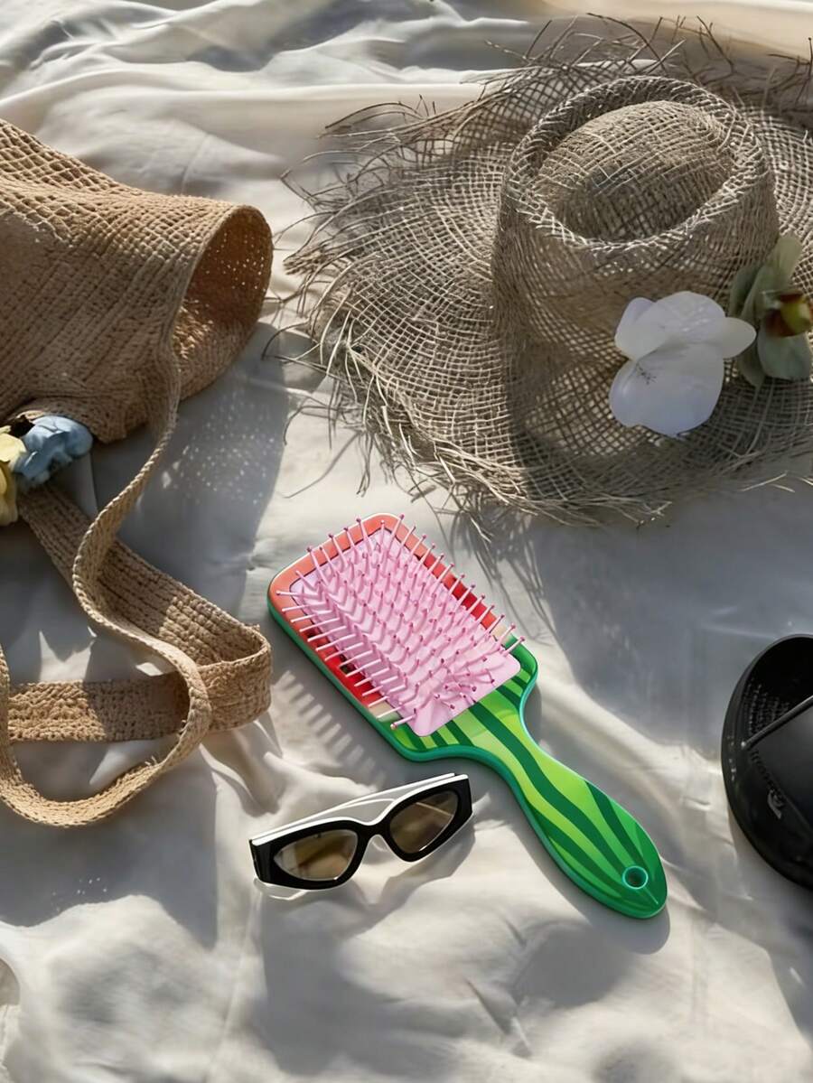 Lược cầm tay in hình dưa hấu, lược đệm khí massage, dụng cụ tạo kiểu tóc ướt và khô với đệm khí, lược vuông kiểu mùa hè. - Nhiều màu - Xem 1