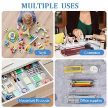 6pcs Universal Transparent Drawer Cup And Spoon Organizer Box, Desktop Storage Box, Portable Drawer Storage Organizer, Desktop Organizer Box, Cutlery Divider Box, Drawer Organizer Set - Multicolor - View 6