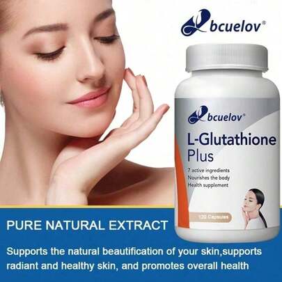 Bcuelov L-Glutathione Supplement - Contains 7 Active Ingredients To Nourish Skin Health - Antioxidant And Supports Skin Health - 120 Capsules