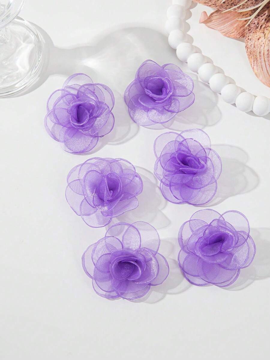 6 chiếc kẹp tóc hình hoa hồng dễ thương, thích hợp dùng hàng ngày và đi nghỉ mát. - Màu tím - Xem 1