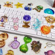 50Pcs Transparent Wizard Sticker Golden Foil Aesthetic Stickers Craft Supplies PET Vinyl Sticker - Multicolor - View 10