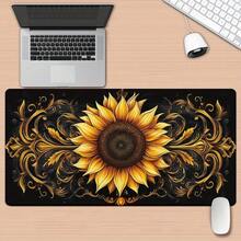 1pc Golden Sunflower HD Printed Desk Mat, Multifunctional XXL Mouse Pad, Keyboard Gaming Mouse Pad, Office Computer PC Gamer Desk Mat, Washable, Non-Slip, Rubber Material, Gift For Family And Friends, Adult Gift. - Xem 7