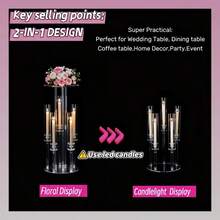 1PC 5 Arm Clear Candelabra With Acrylic Flower Stand Centerpiece,23.6inch Elegant Acrylic Centerpiece Stand Candle Holder For Wedding Reception,Birthday Party Mother's Day Home Table Decor,Mother's Day Party Supplies - 透明色 - 查看 9