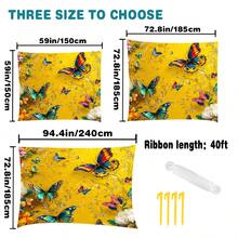 1pc Colorful Butterfly & Mandala Floral Print Bohemian Style Tropical Flower Pattern Camping Tent, Outdoor Sun Shade, Hammock Canopy, Thick UV Protection Garden Gazebo, Beach Sunshade, Outdoor Adventure Equipment With Long Hanging Rope, Multiple Sizes Available - A - View 4