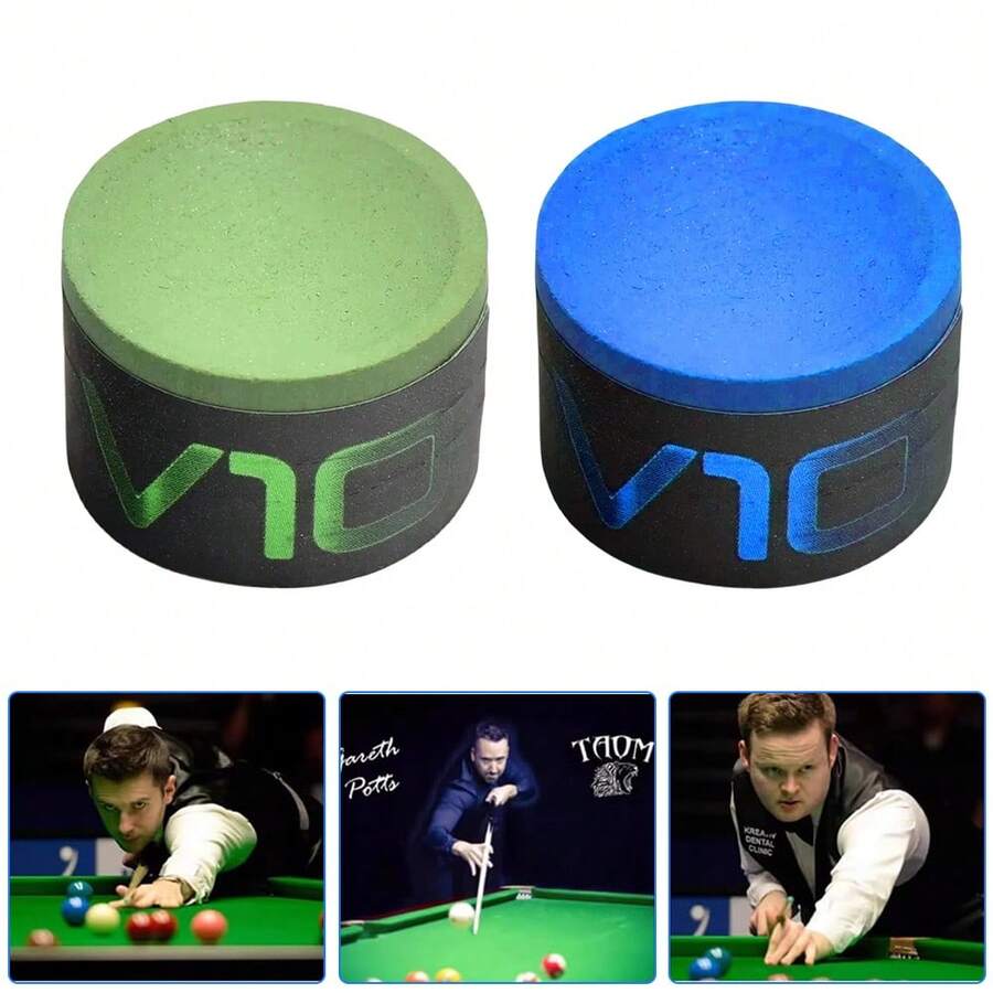 TAOM V10 Chalk - Professional Cue Chalk, Premium Billiards Accessory For Snooker & Pool, Superior Grip, Low Dust, Long-Lasting For All Cue Tips - Green + Blue - View 1