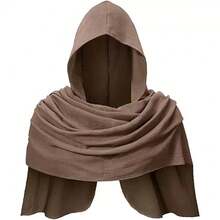 1pc Medieval Viking Vintage Hooded Shawl Scarf, Renaissance Warrior Knight Costume Cape, Holiday Party Stage Costume Performance Prop,Halloween - Multicolor - View 3
