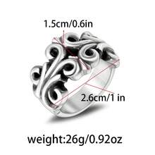 1個時尚不褪色的花紋中空朋克風不鏽鋼中性嘻哈戒指 - 銀色 - 查看 2