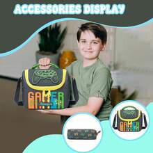 3Pcs Boys School Bag Set, Cute Dinosaur Football Space Game Print Backpack With Lunch Bag Pencil Case, 3 In 1 Lightweight Bookbag Bundle For Elementary Students, Back To School Essentials - Boys' Schoolbag - View 5