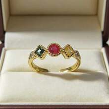 1枚新款时尚几何锆石铜戒指 - 款式4 - 查看 8