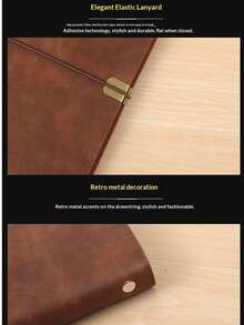 Faux Leather Loose-Leaf Notebook, Business Office Memo Pad, Retro Diary, Thick Leather-Texture General Notebook - Various - View 8