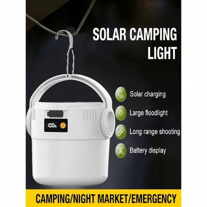Bóng đèn LED năng lượng mặt trời, đèn cắm trại sạc USB, đèn pha ngoài trời di động, đèn treo đa chức năng tích hợp đèn pin.