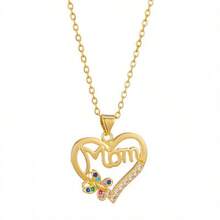 Dây chuyền mặt hình trái tim, quà tặng Ngày của Mẹ và sinh nhật, dây chuyền choker thanh lịch tối giản, dây chuyền mặt hình trái tim MAMA mạ vàng, mặt dây chuyền hình trái tim đôi đính đá CZ, quà tặng Ngày của Mẹ. - mặt dây chuyền mẹ - Xem 10