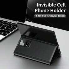 Luxury Flip Smart View Phone Case Compatible With Samsung Galaxy Z Fold 7/6/5 Foldable Leather Case With Stand & Card Slot, Supports Card Insertion. View App Notifications And Answer Calls Without Opening The Flip. Full-Body Protection And Shockproof Cover. - Black - View 5