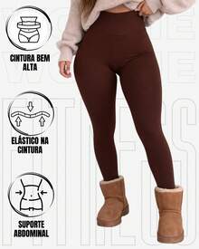 Warm, Fleece-Lined Leggings, Perfect For Winter, By WOLFOX In Supplex Fabric. - 鏽棕色 - 查看 4