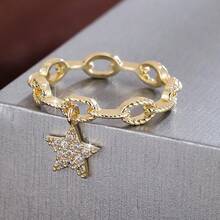 1 chiếc nhẫn nữ thiết kế hình ngôi sao treo thanh lịch, đính đá Cubic Zirconia, thích hợp đeo hàng ngày. - Nhiều màu - Xem 1
