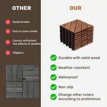 10 PCS Interlocking Deck Tiles Diagonal Pattern, 12" X 12" Acacia Wood Tiles For Patio, Waterproof, All-Weather, Outdoor Decking For Garden, Pool, Balcony - Brown + Acacia Wood - View 9